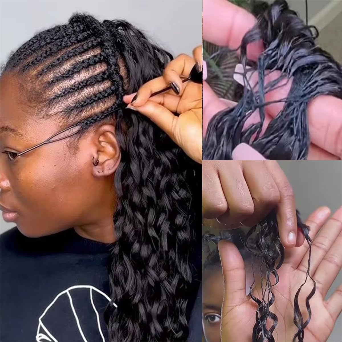 Deim Deep Wave Human Hair Feathered Crochet Miracle Knots