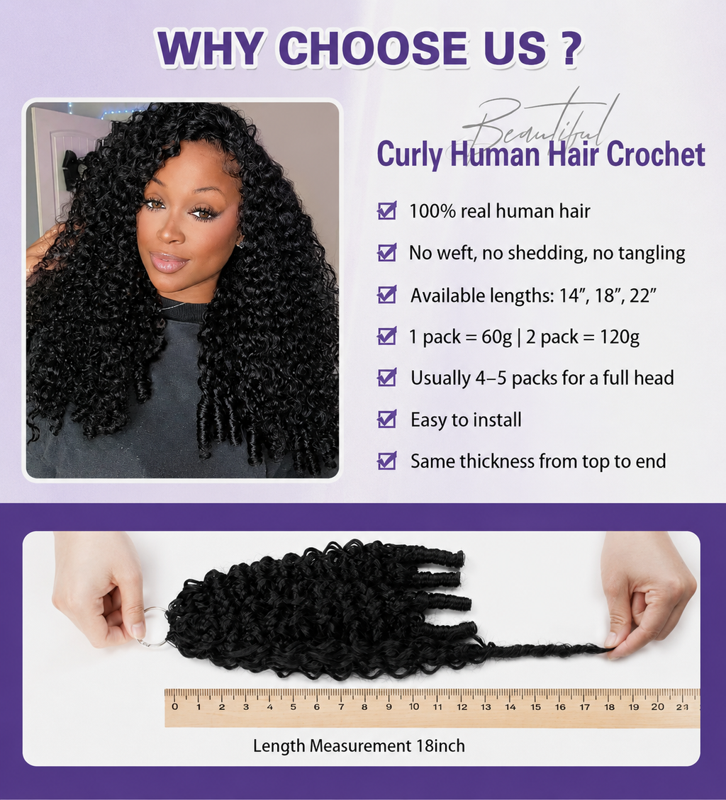 Deim Burmese Curl Human Hair Feathered Crochet Miracle Knots
