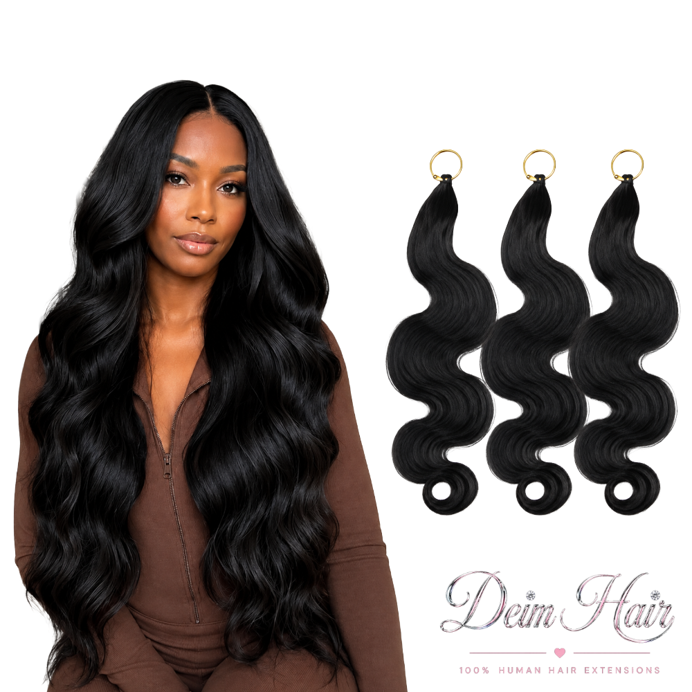 Deim Body Wave Human Hair Feathered Crochet Miracle Knots