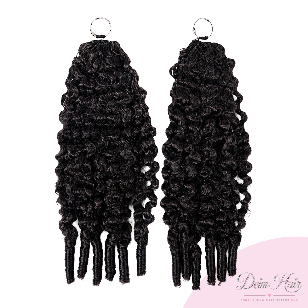 Deim Burmese Curl Human Hair Feathered Crochet Miracle Knots