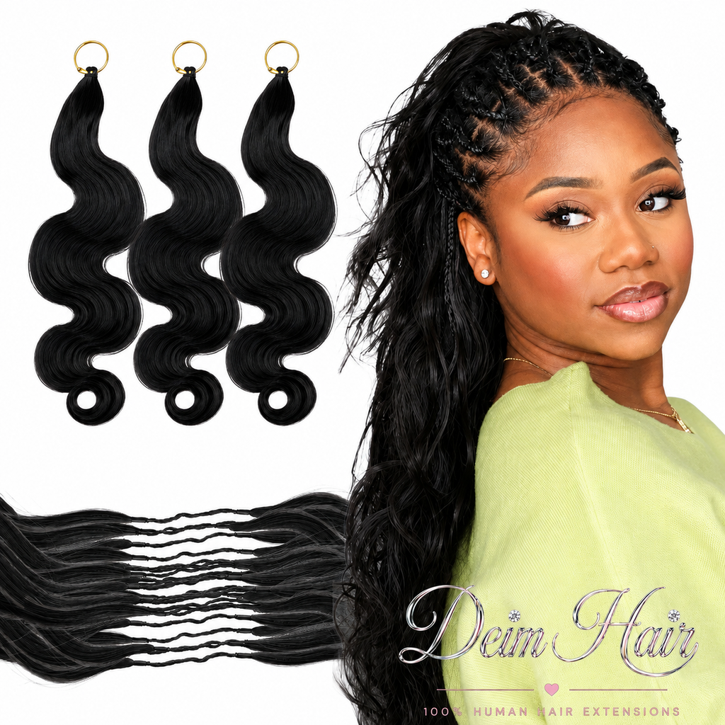 Deim Body Wave Human Hair Feathered Crochet Miracle Knots