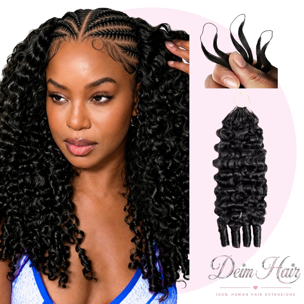 Deim Burmese Curl Human Hair Feathered Crochet Miracle Knots