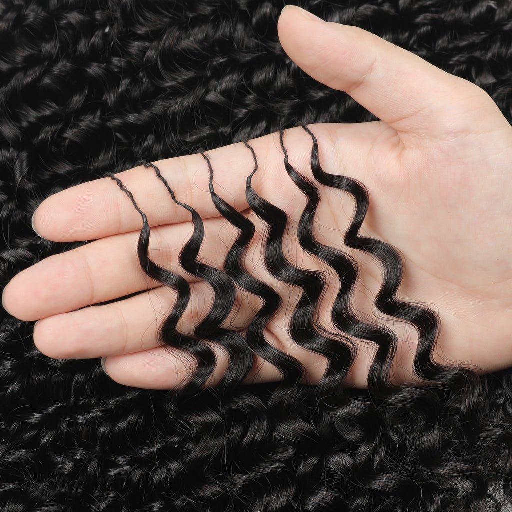 Deim Deep Wave Human Hair Feathered Crochet Miracle Knots