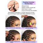 Deim Deep Wave Human Hair Feathered Crochet Miracle Knots