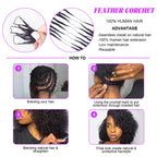 Deim Burmese Curl Human Hair Feathered Crochet Miracle Knots