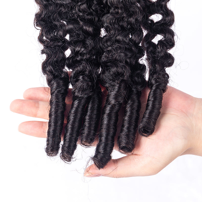 Deim Burmese Curl Human Hair Feathered Crochet Miracle Knots