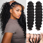 Deim Deep Wave Human Hair Feathered Crochet Miracle Knots