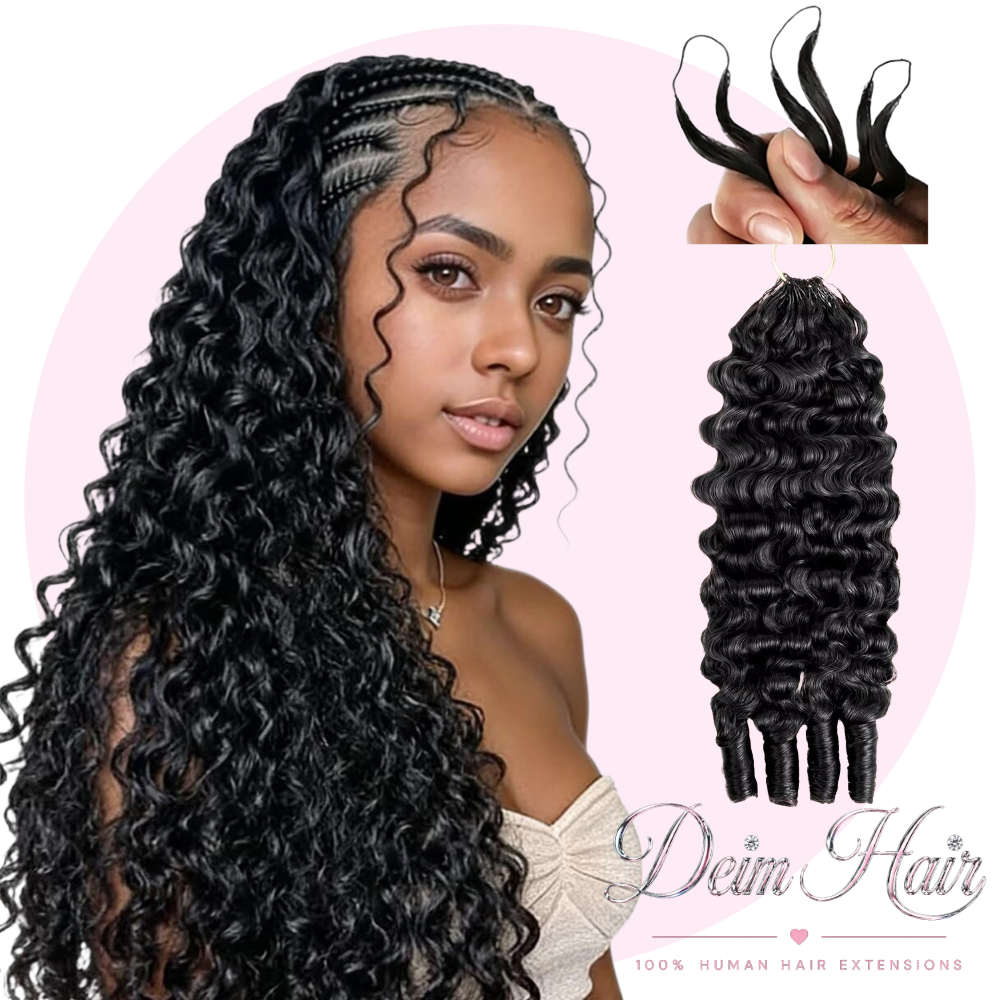 Deim Burmese Curl Human Hair Feathered Crochet Miracle Knots