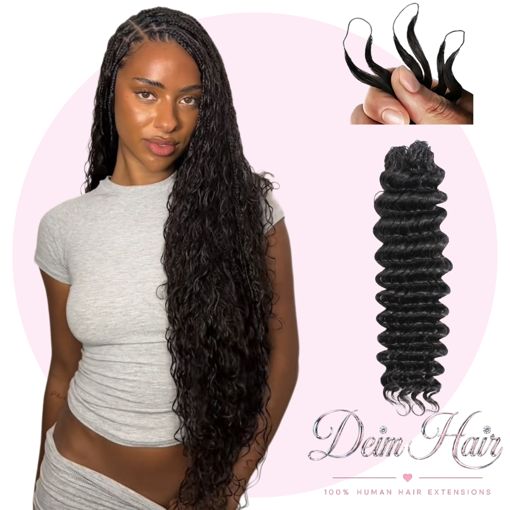 Deim Deep Wave Human Hair Feathered Crochet Miracle Knots